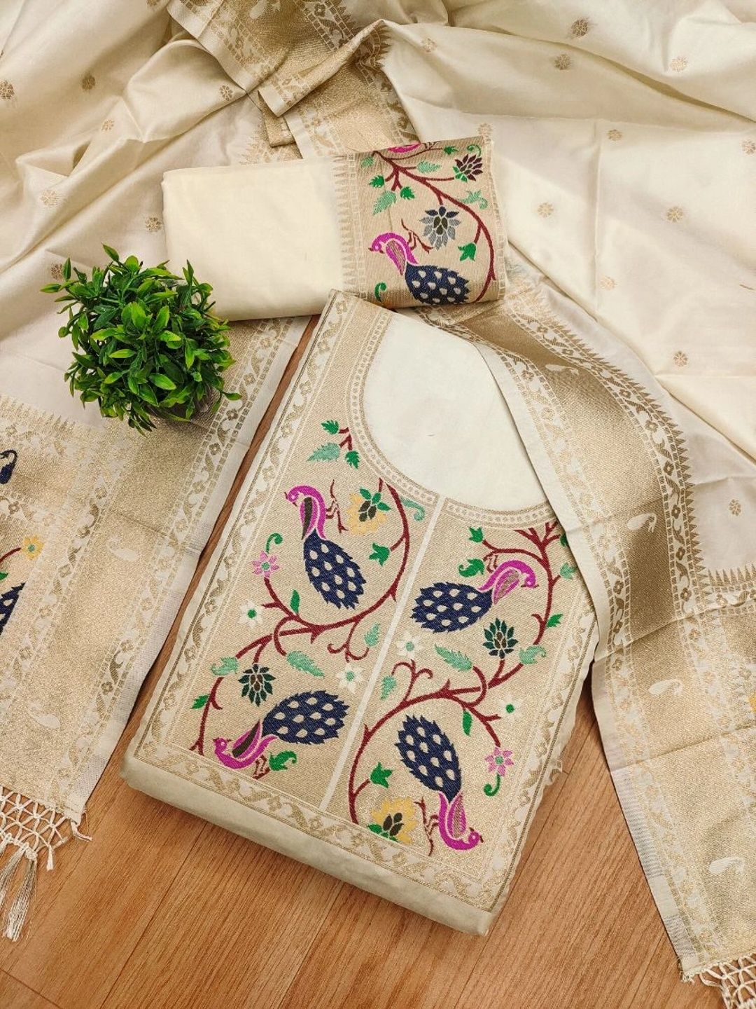 Mitera Pure Silk Unstitched Dress Material-picture-49