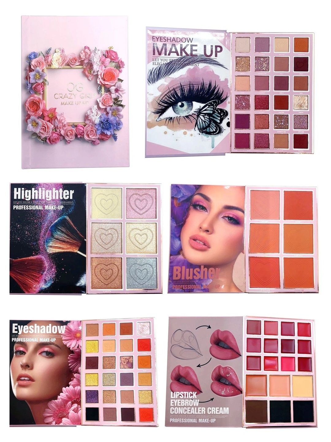 crazy girl 5-in-1 eyeshadow concealer lipstick blusher & highlighter makeup kit