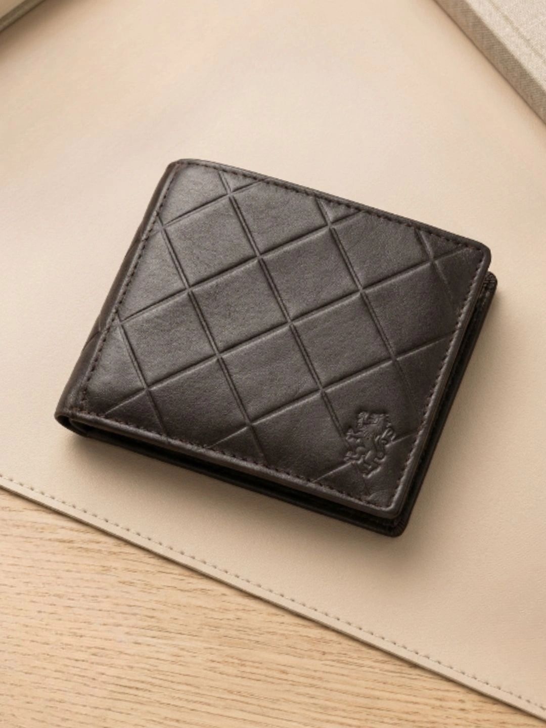 Red Tape Men Geometric Textured Rfid Leather Two Fold Wallet