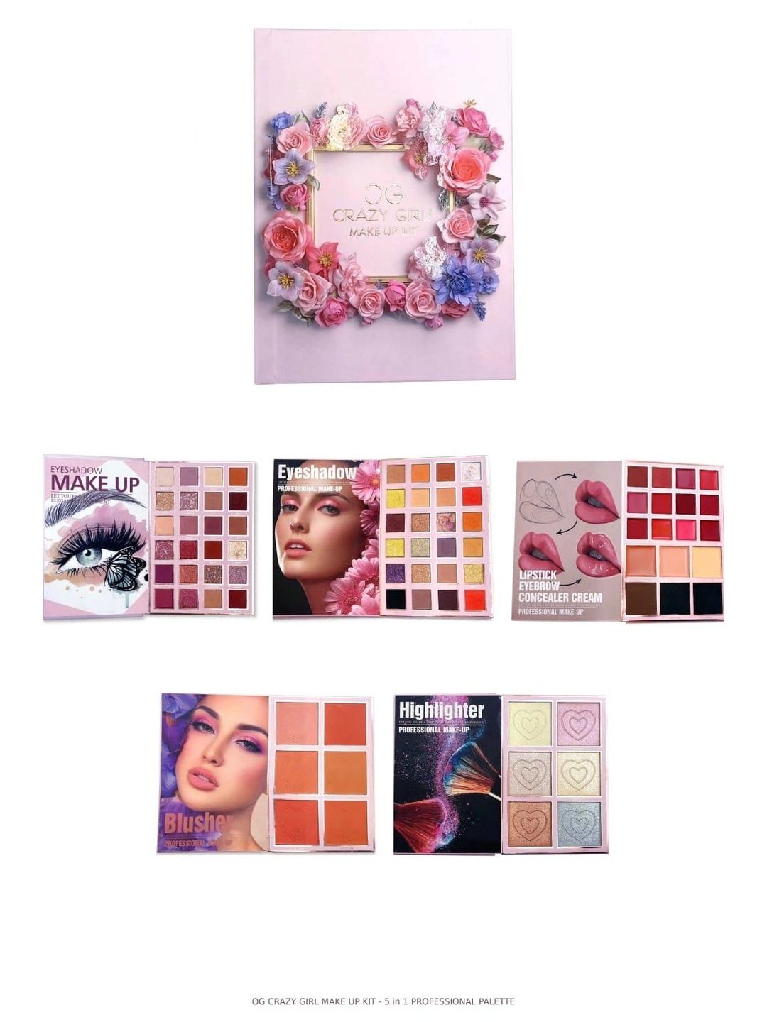 crazy girl 5-in-1 eyeshadow concealer lipstick blusher & highlighter makeup kit - 200 g