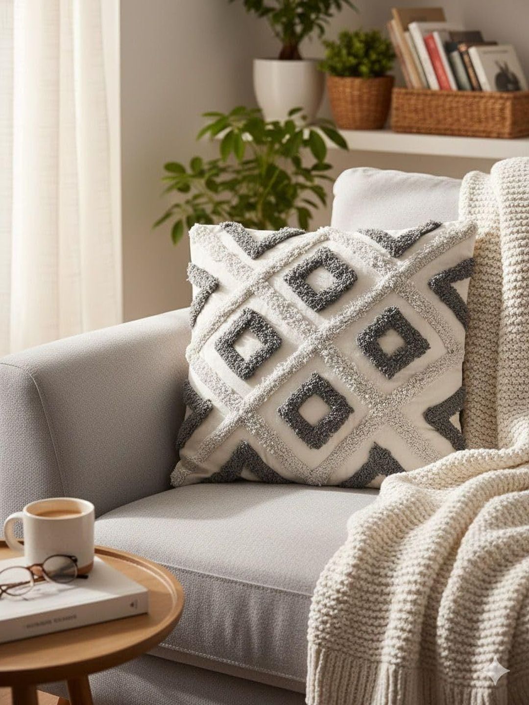 CASA-NEST Grey Set of 5 Square Cushion Covers-picture-8
