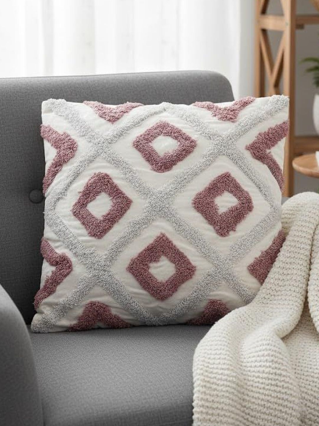 CASA-NEST Pink Set of 5 Square Cushion Covers-picture-7