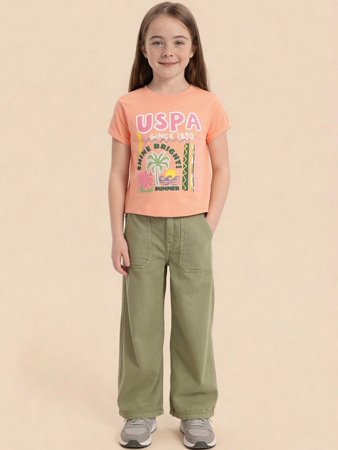U.S. Polo Assn. Kids Girls Cotton Tops-picture-30