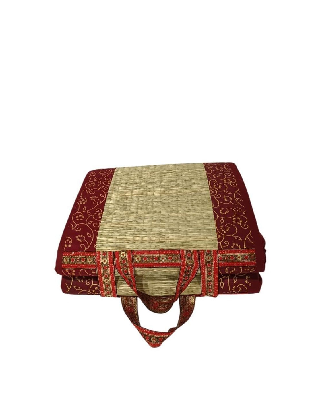 J N Craft Maroon Floral Handmade Cotton Carpet-image-14