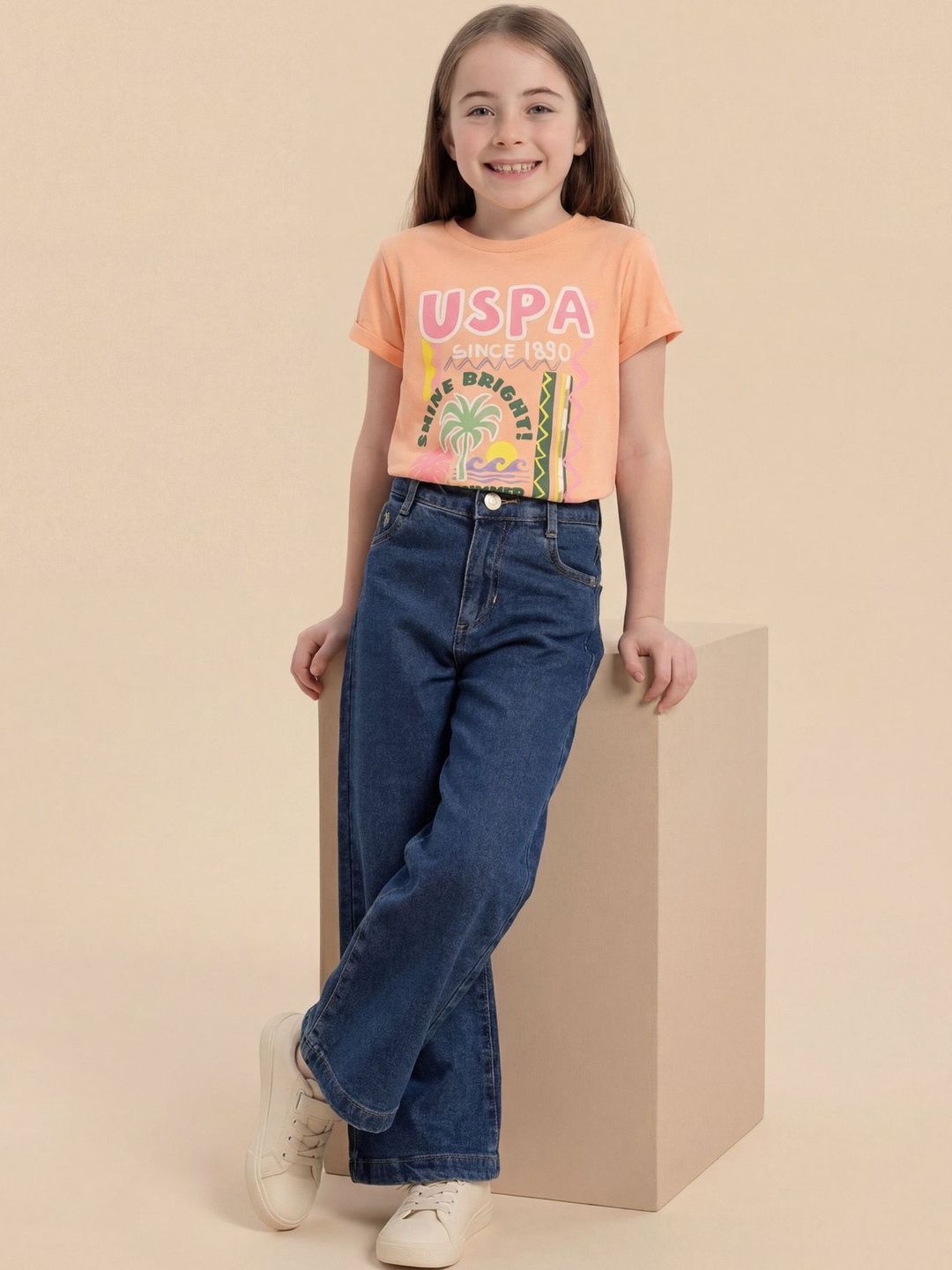 U.S. Polo Assn. Kids Girls Wide Leg Mid-Rise Stretchable Jeans-picture-30