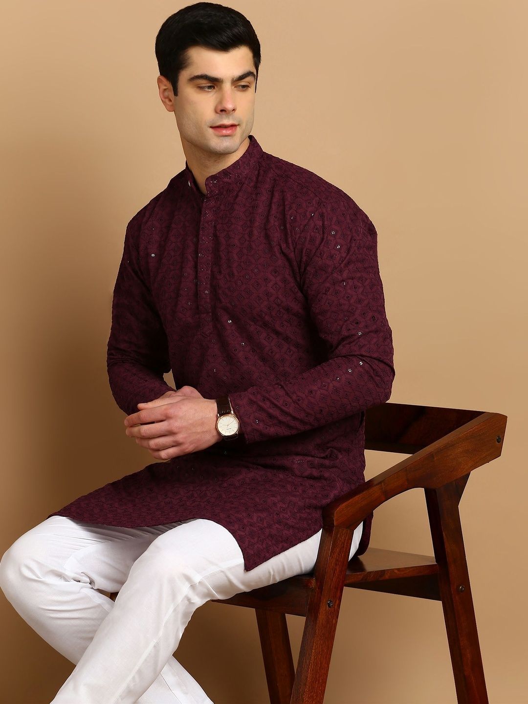 Anouk Mirage Men Embroidered Regular Thread Work Pure Cotton Kurta with Pyjamas-picture-36
