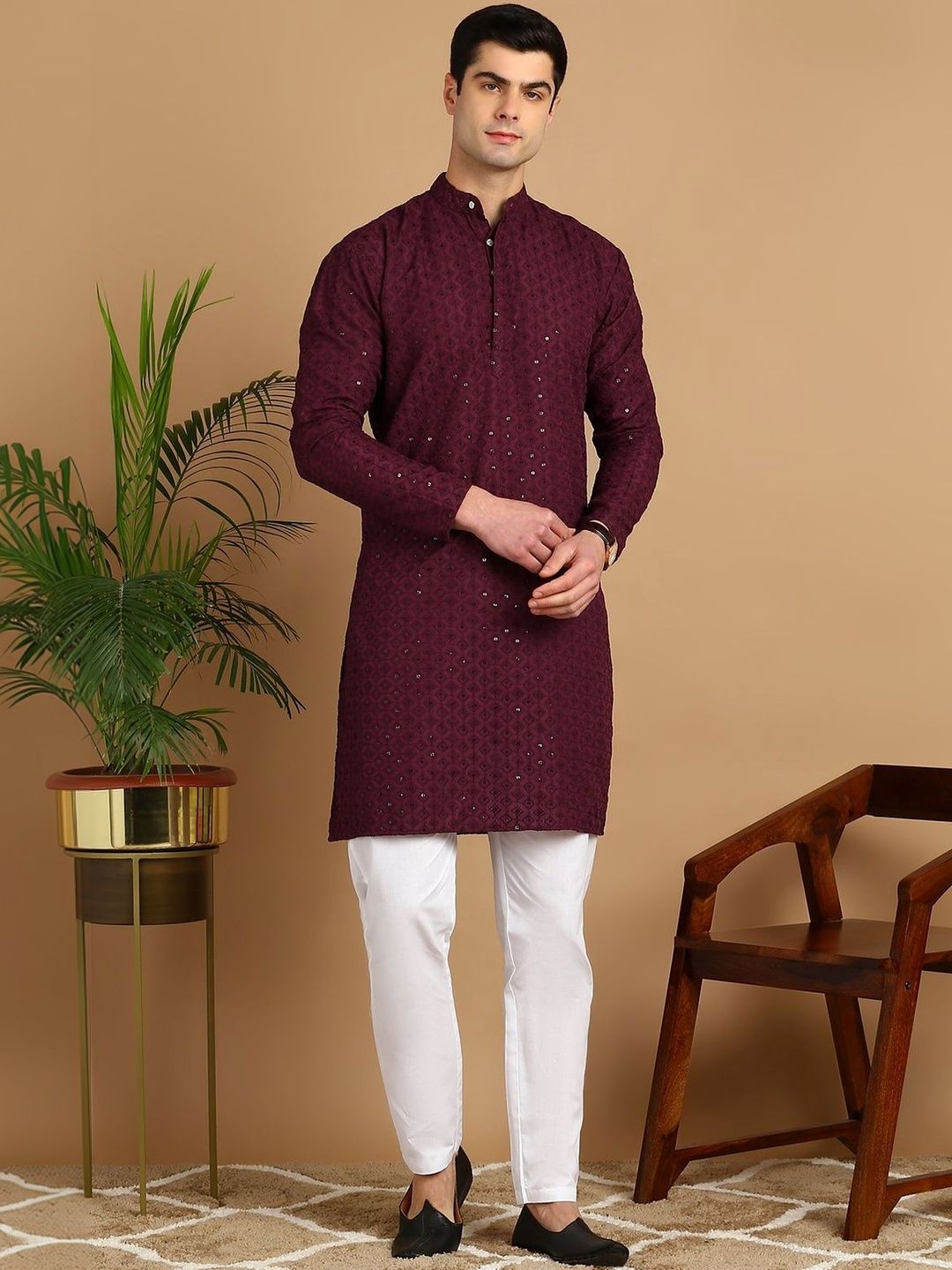 Anouk Mirage Men Regular Pure Cotton Kurta with Pyjamas-image-7