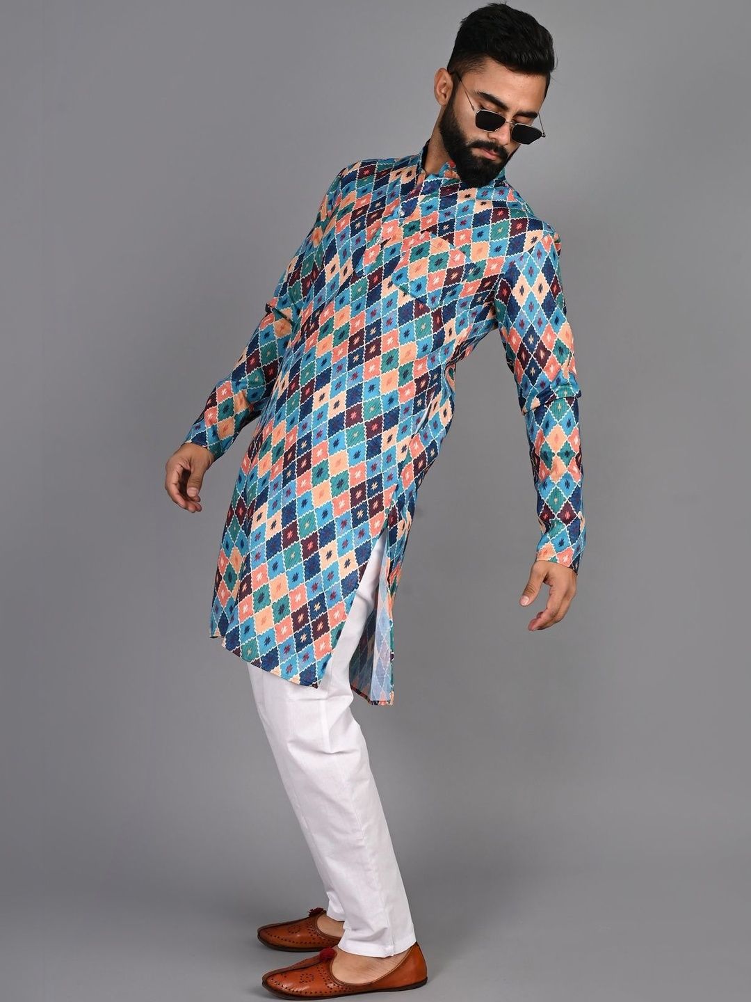 Anouk Mirage Men Printed Regular Pure Cotton Kurta with Pyjamas-picture-24