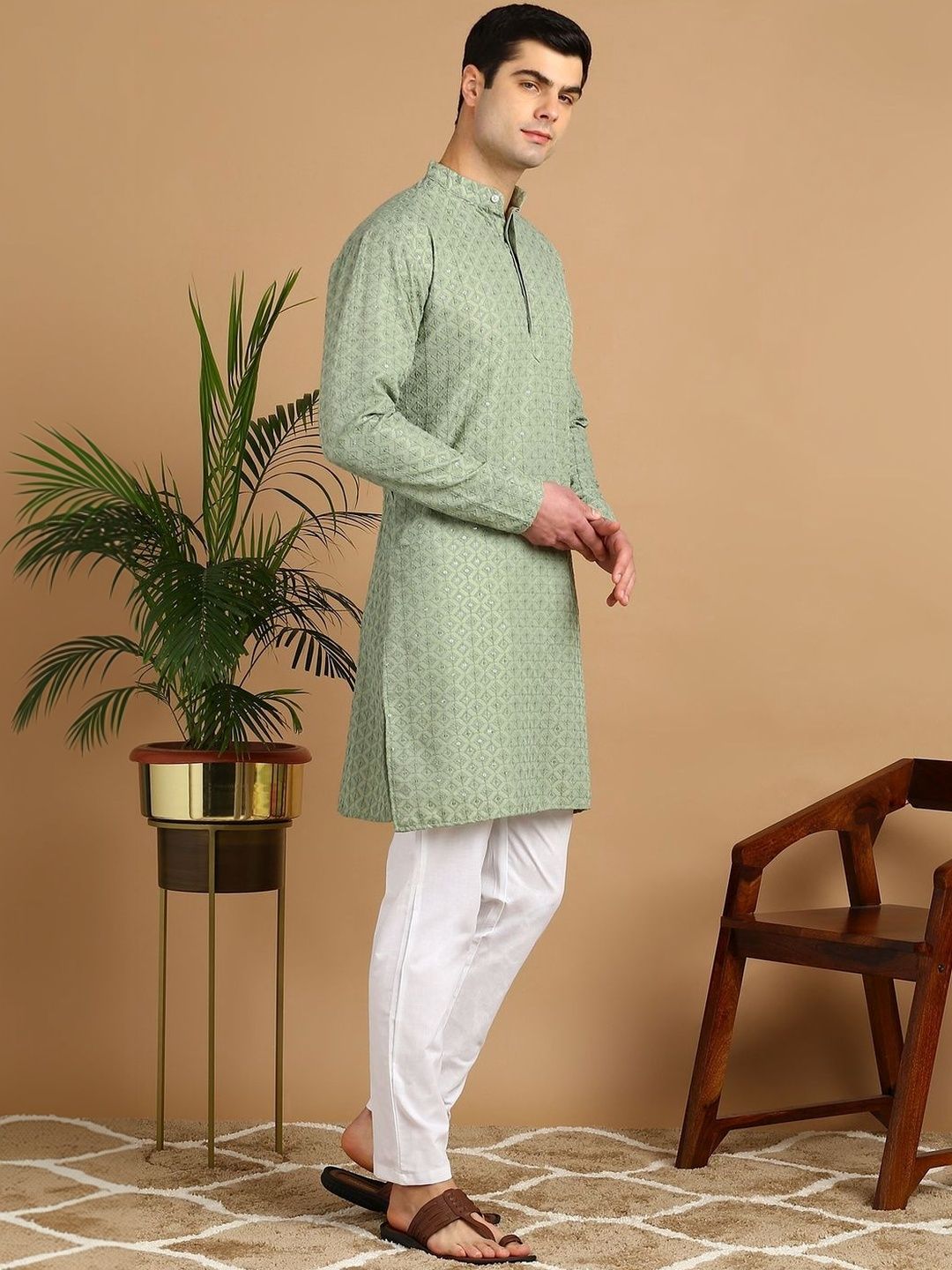 Anouk Mirage Men Printed Regular Pure Cotton Kurta with Pyjamas-image-12