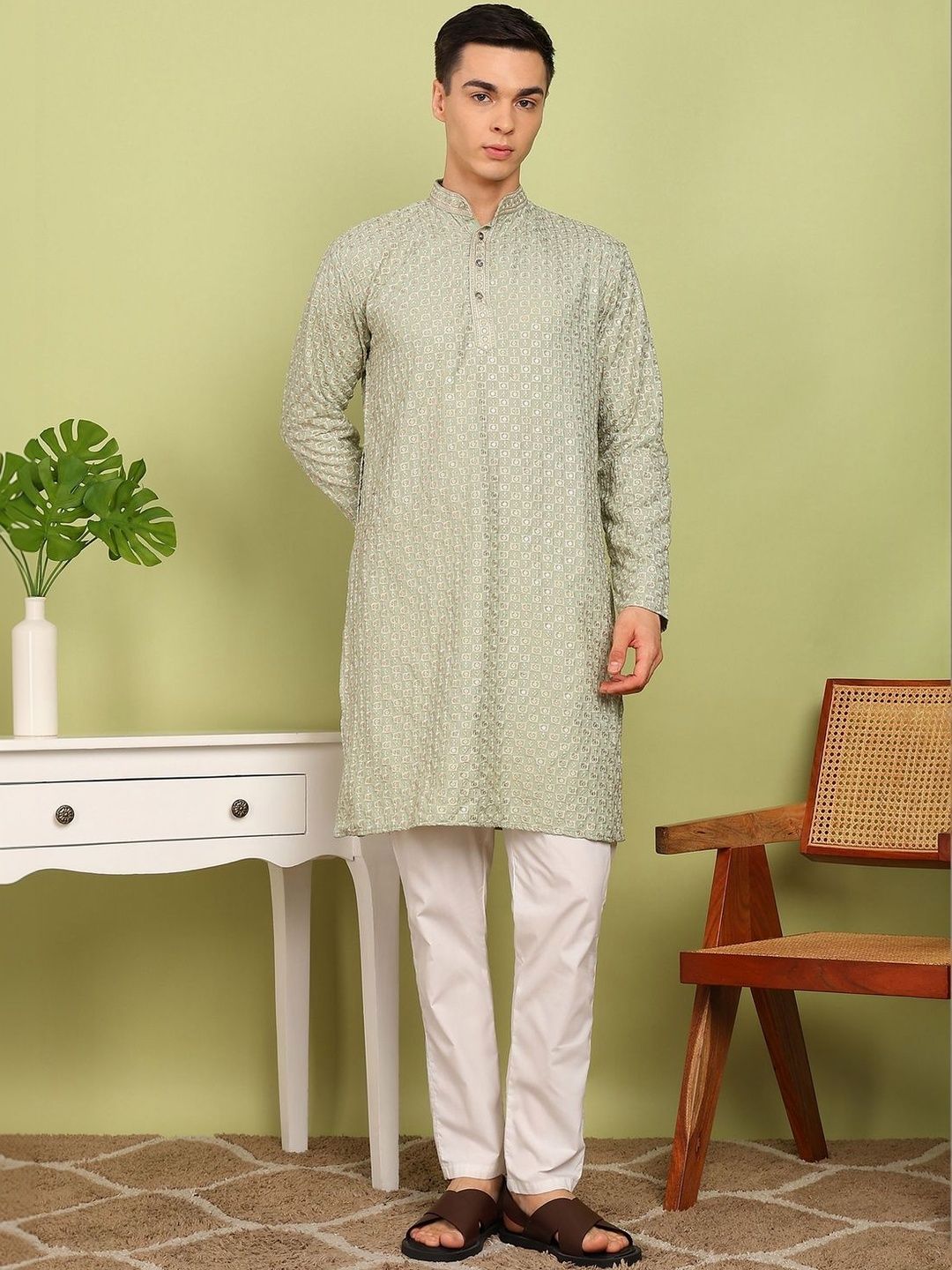 Anouk Mirage Men Quirky Embroidered Mirror Work Anarkali Kurta-image-11