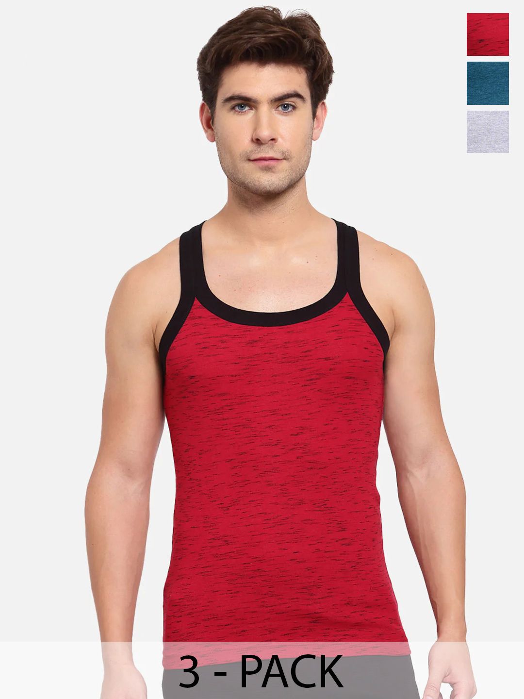Sporto by Macho Pack Of 3 Square Neck Cotton Gym Vests-picture-24