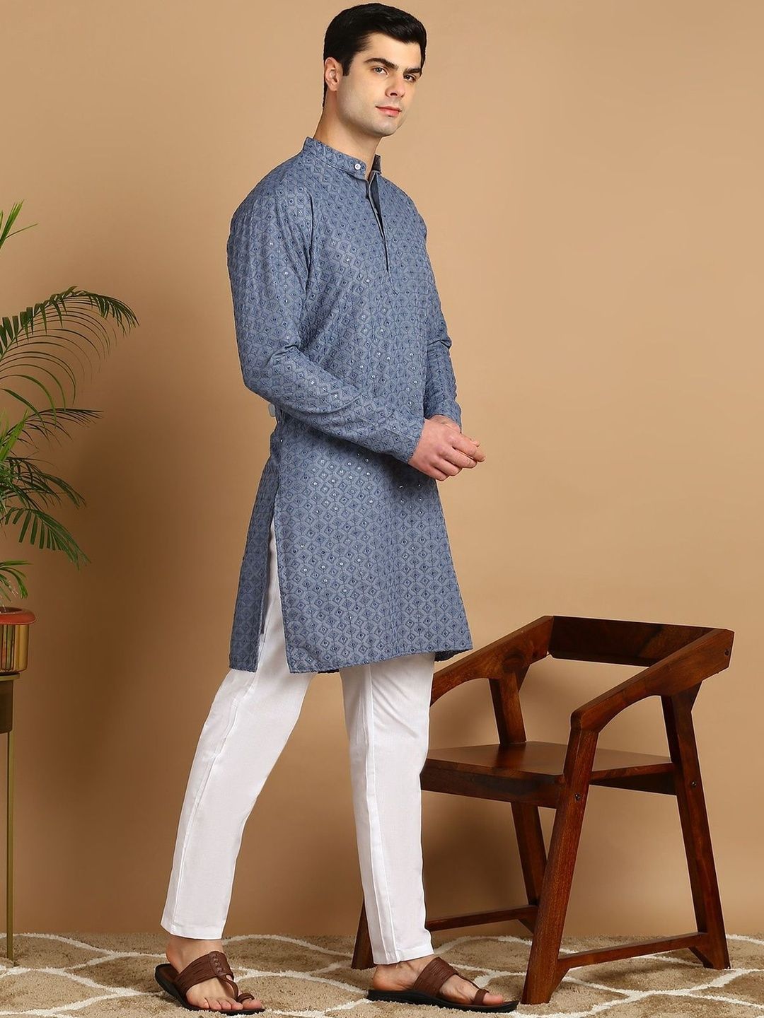 Anouk Mirage Men Printed Regular Pure Cotton Kurta with Trousers-picture-23