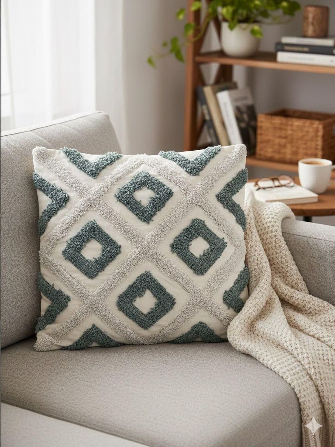 CASA-NEST Teal Set of 5 Square Cushion Covers-picture-11