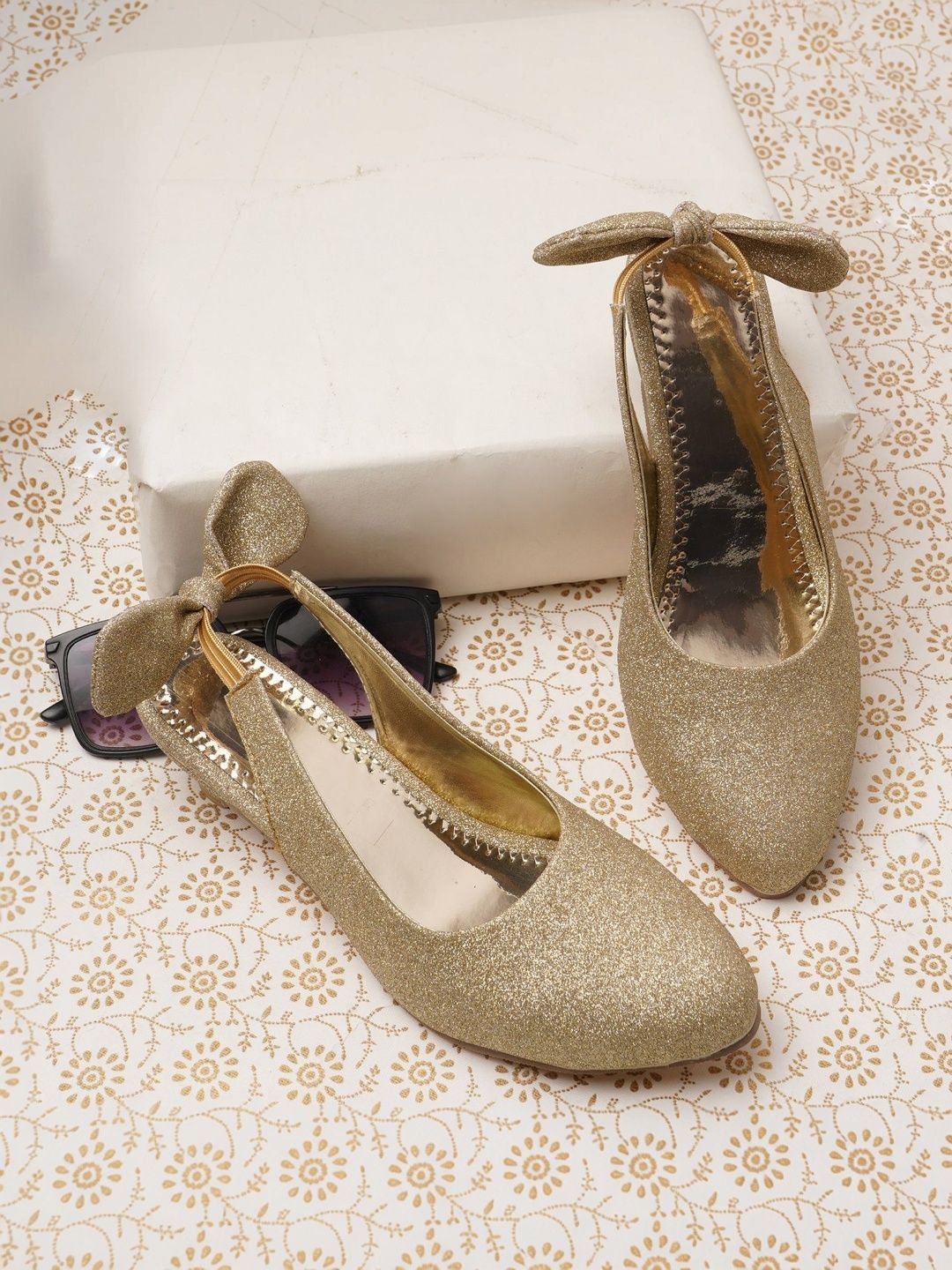 LMG Lifestyle Girls Textured Party Block Pumps with Bows-picture-46