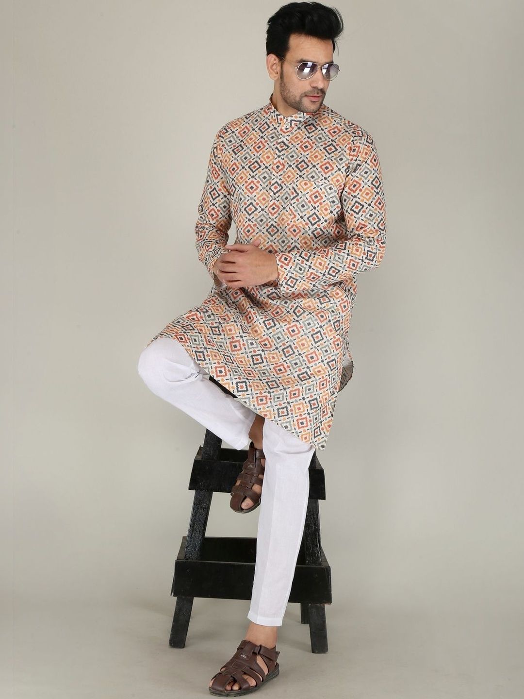 Anouk Mirage Men Printed Regular Pure Cotton Kurta with Trousers-picture-32