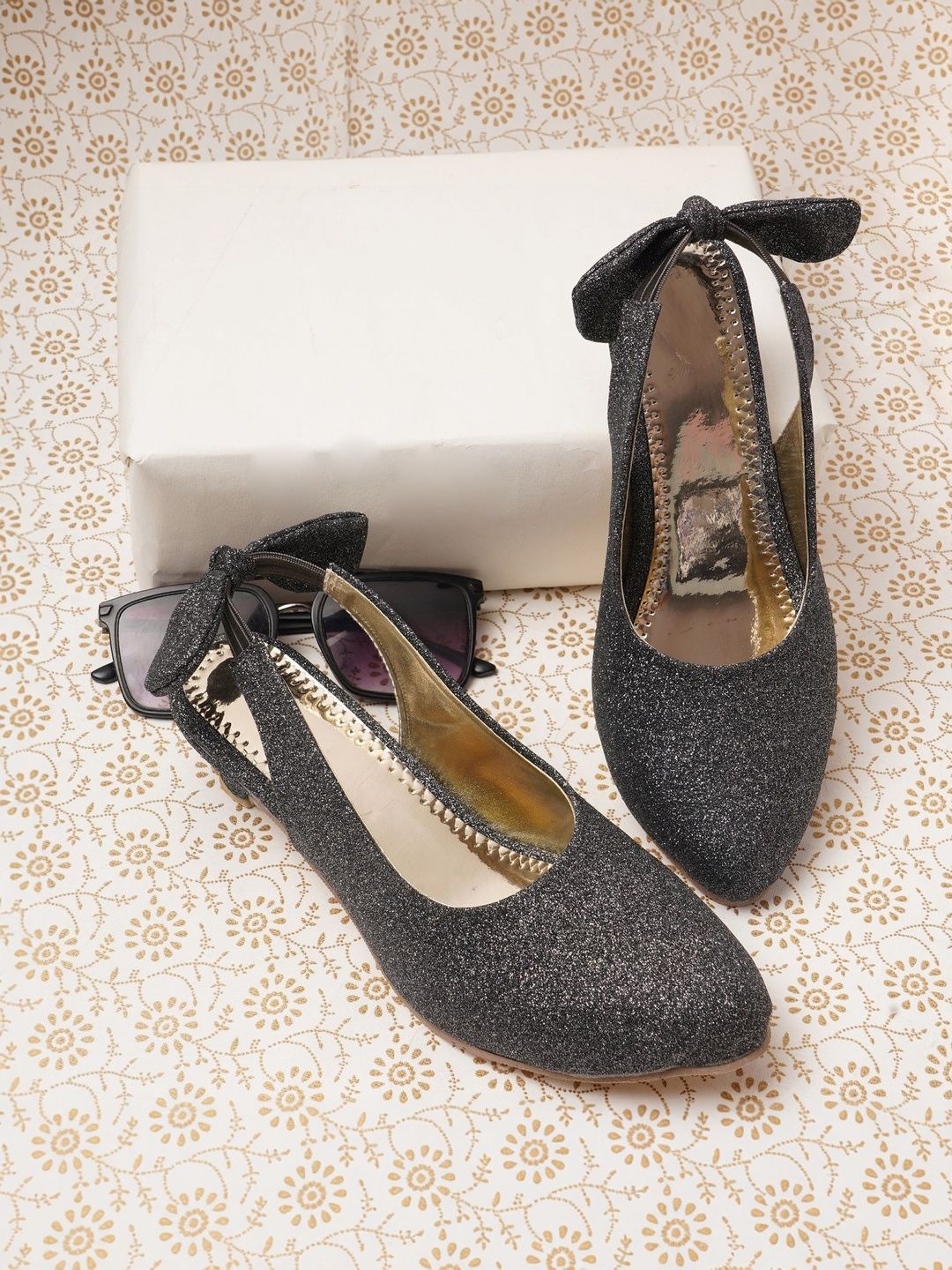 LMG Lifestyle Girls Textured Party Comfort Pumps with Bows-picture-37