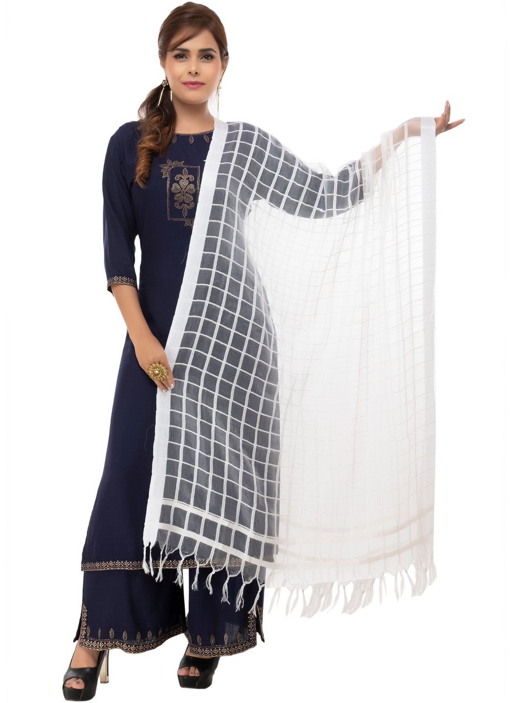MOEZA Checked Dupatta-picture-45