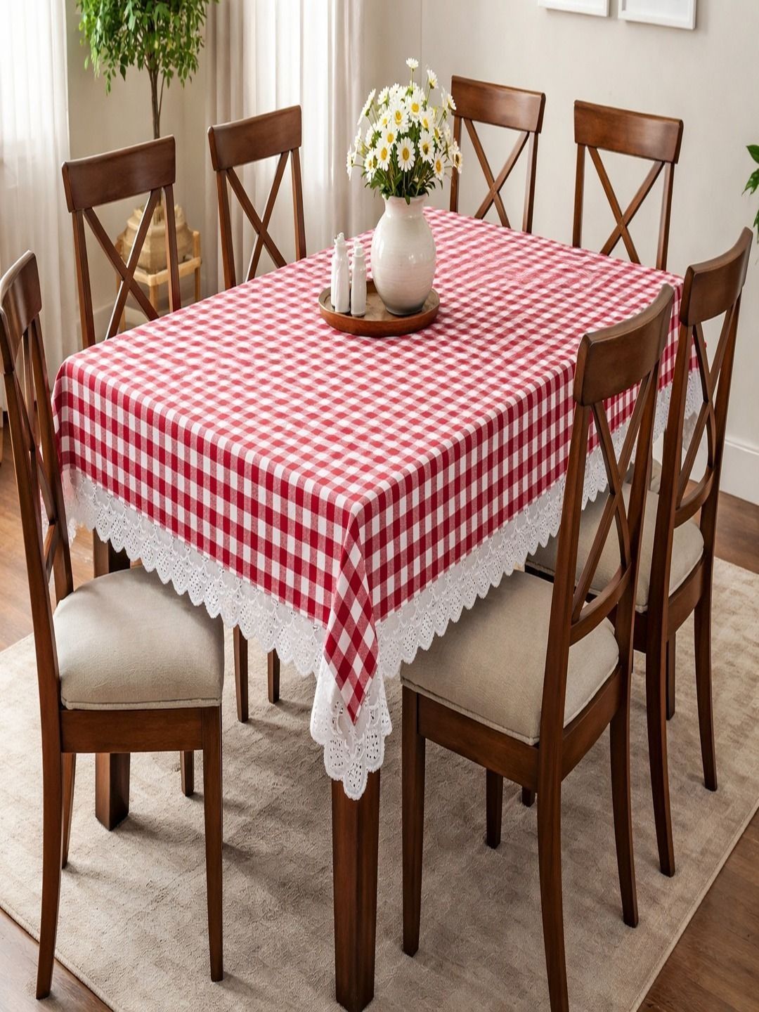 RRC Red Geometric Printed Cotton 6-Seater Table Cover-picture-13