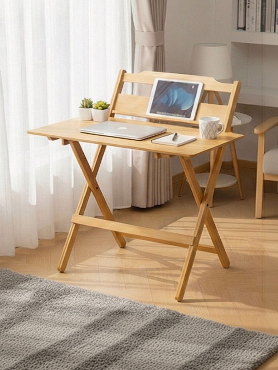 THE ARTMENT Brown Wooden Lightweight Foldable Study Table