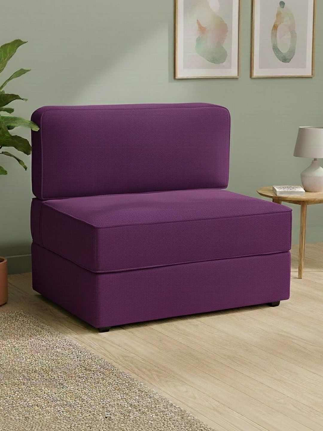 Pum Pum Purple Leatherette 2 Seater Foldable Sofa Cum Bed-picture-52