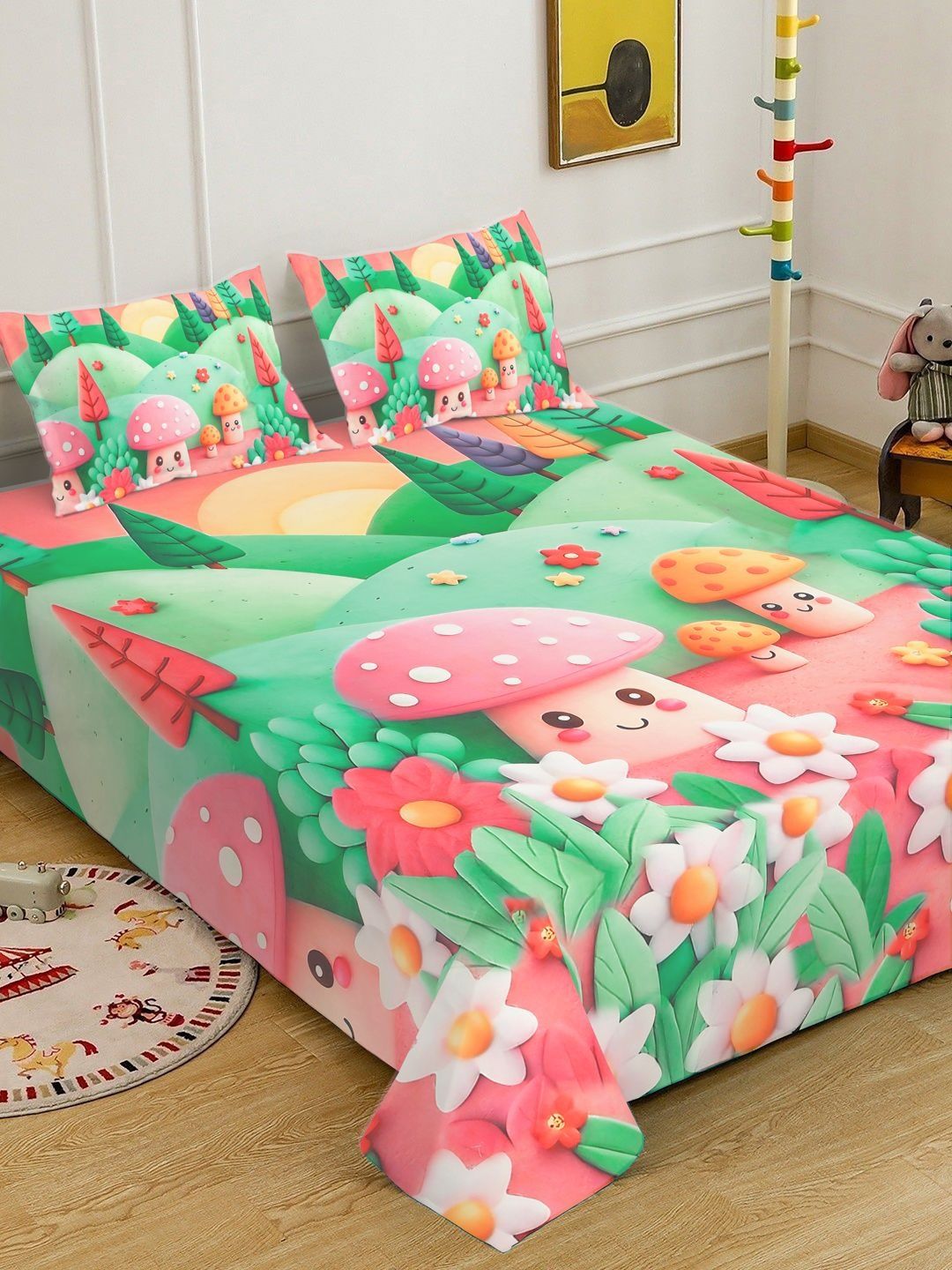 Myntra Elegant Homes Conversational 400 TC King Bedsheet with 2 Pillow Covers-image-9