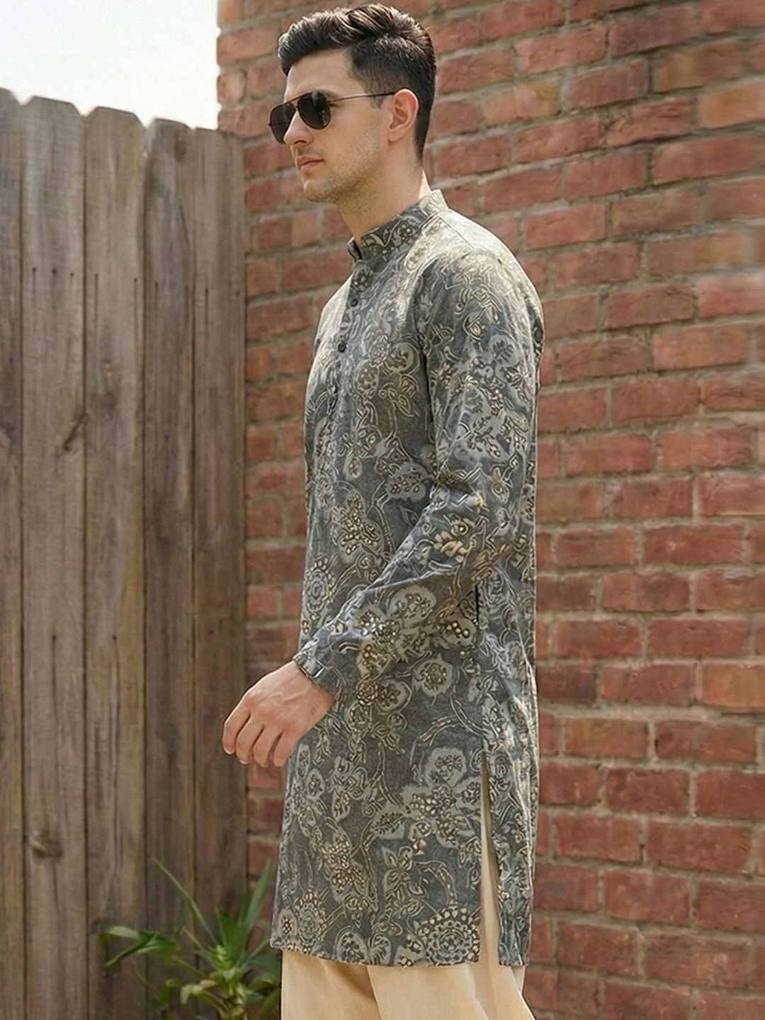 CHHAAP Men Floral Printed Summer Sheers Kurta-picture-22