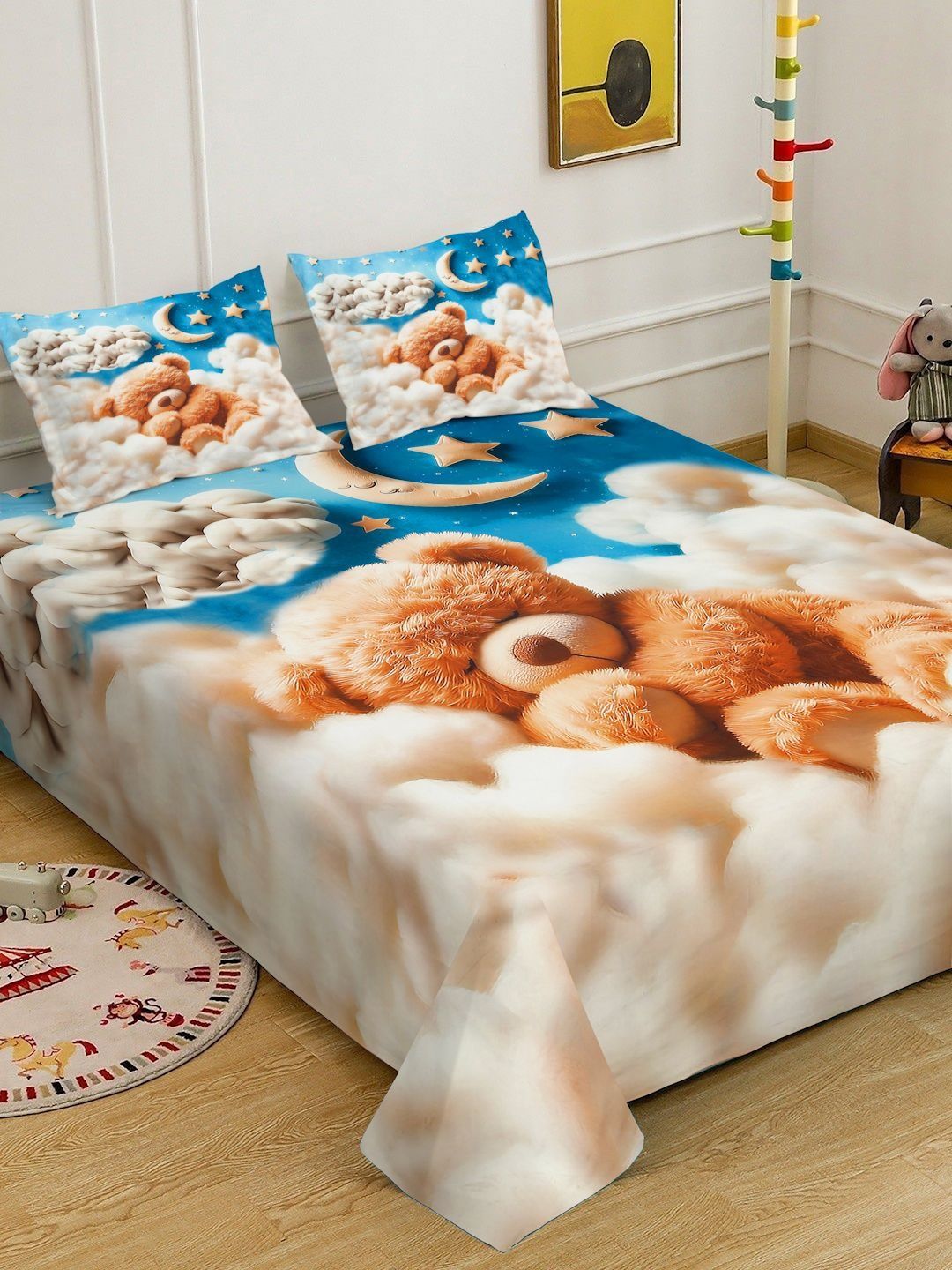 Myntra Elegant Homes Cartoon 400 TC King 7D Bedsheet With 2 Pillow Covers-250X225 cm-image-8