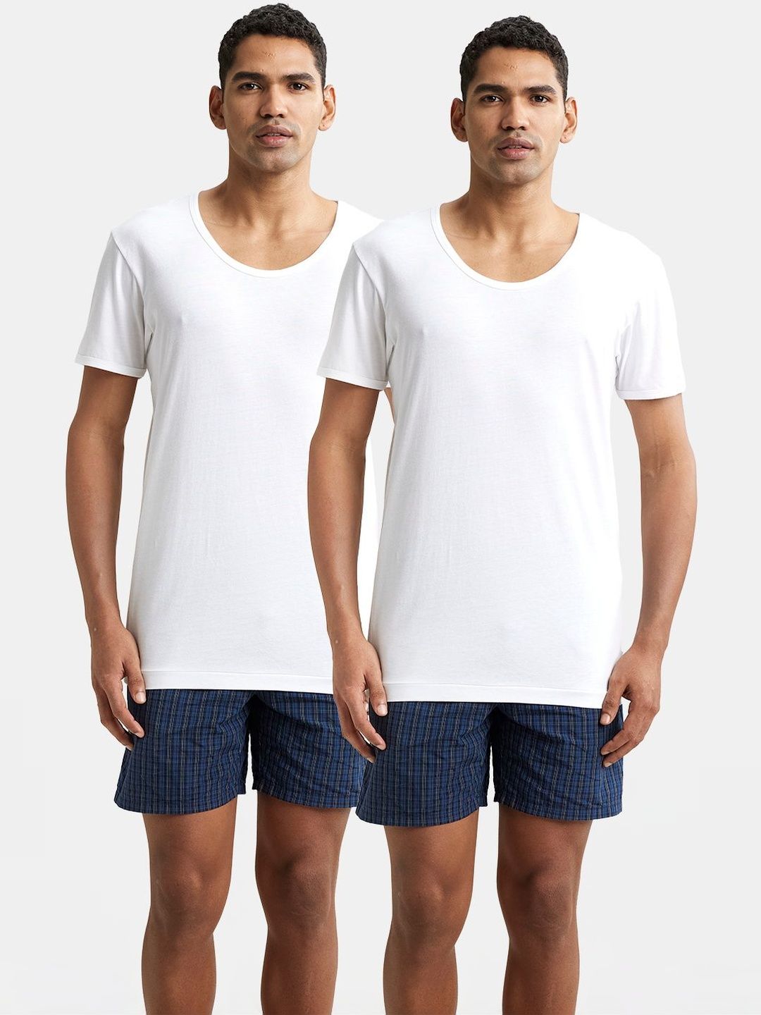 jockey Pack of 2 Cotton Round Neck Half Sleeved Vest With Extended Length for Easy Tuck In-8817-picture-40
