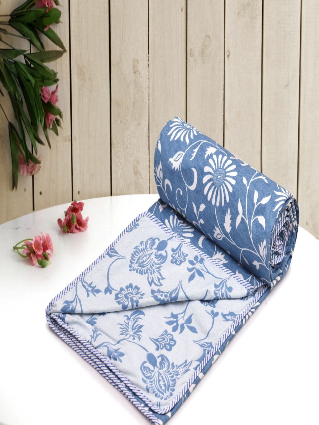 RRC Blue & White Floral Microfiber AC Room 150 GSM Dohar-picture-16