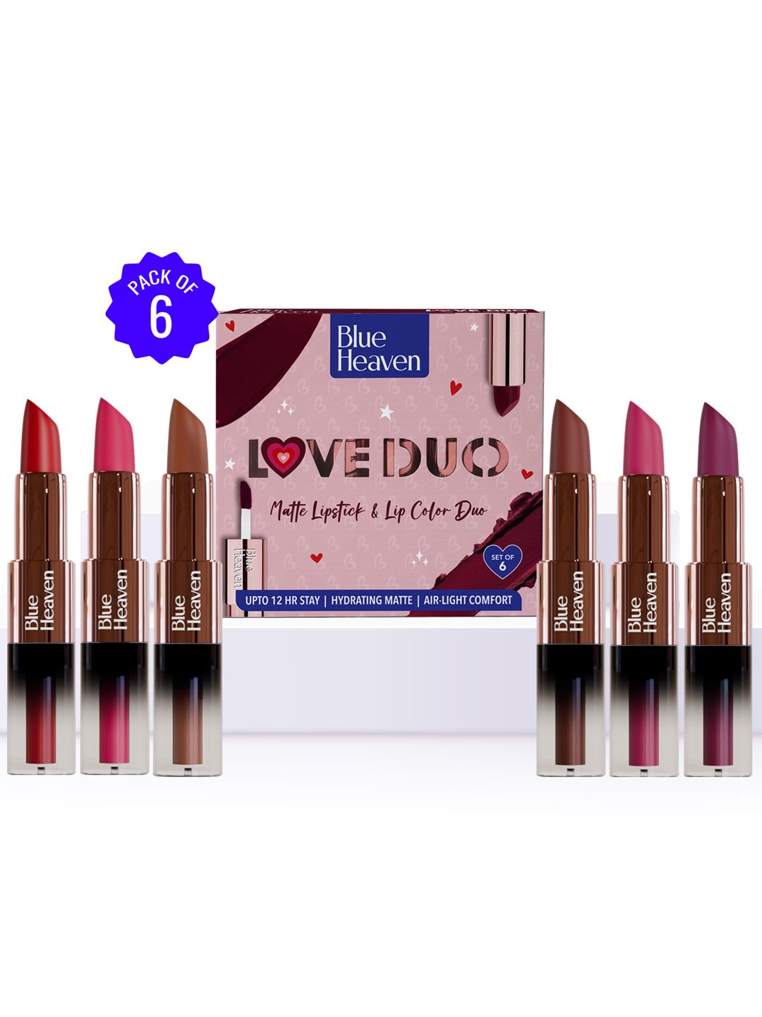 Blue Heaven Set of 6 Love Duo 2 In 1 Dual Sided Matte Lipstick & Lip Color-image-38