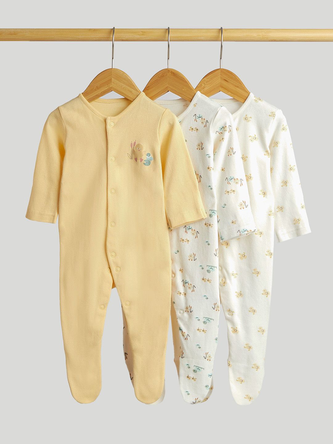 mothercare Infants Pack Of 3 Printed Pure Cotton Sleepsuit-picture-53