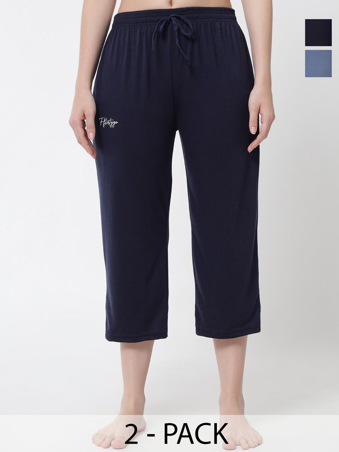 FFLIRTYGO Women Navy Blue Set Of 2 Lounge Capris-picture-51