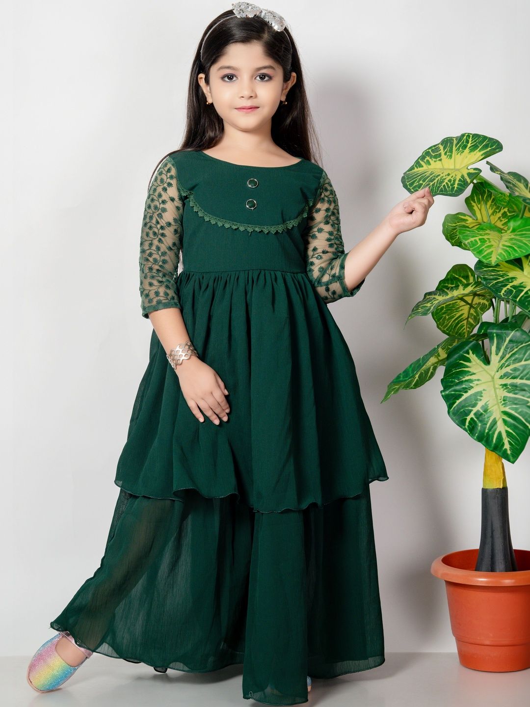 KALINI Embroidered Round Neck A-Line Maxi Dresses-picture-24