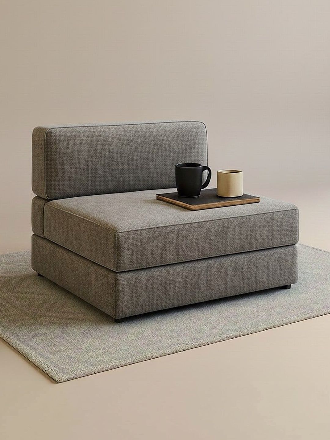 Pum Pum Grey Leatherette 2 Seater Foldable Sofa Cum Bed-image-47