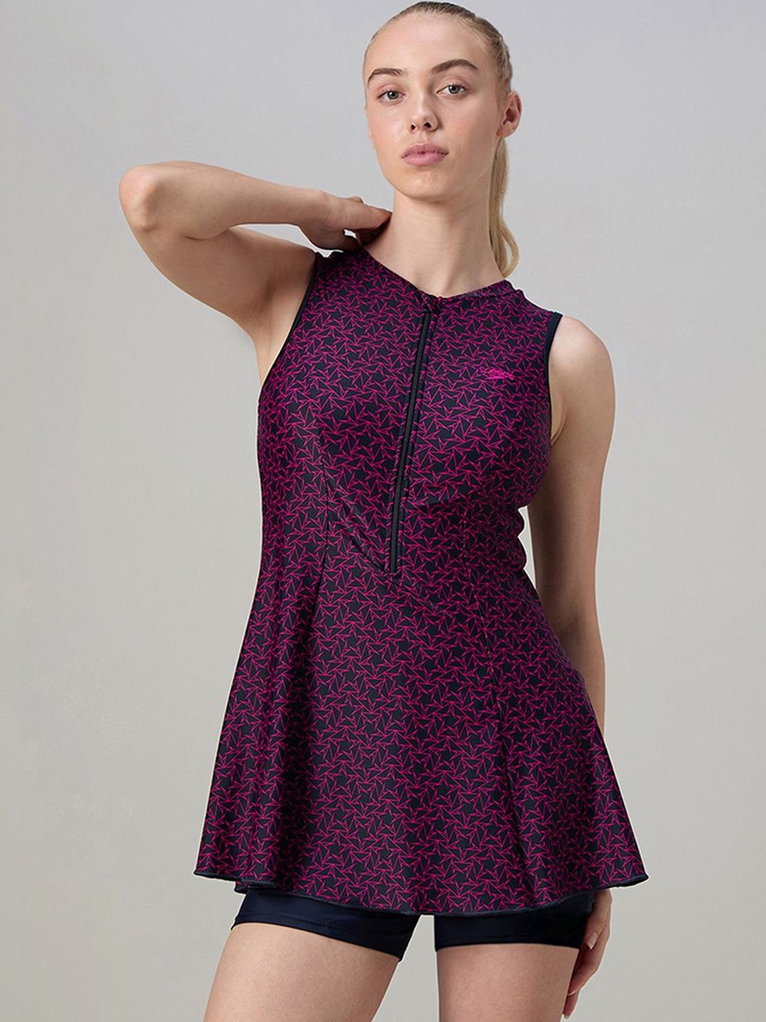 Speedo Printed Round Neck Swimming Dress-picture-25