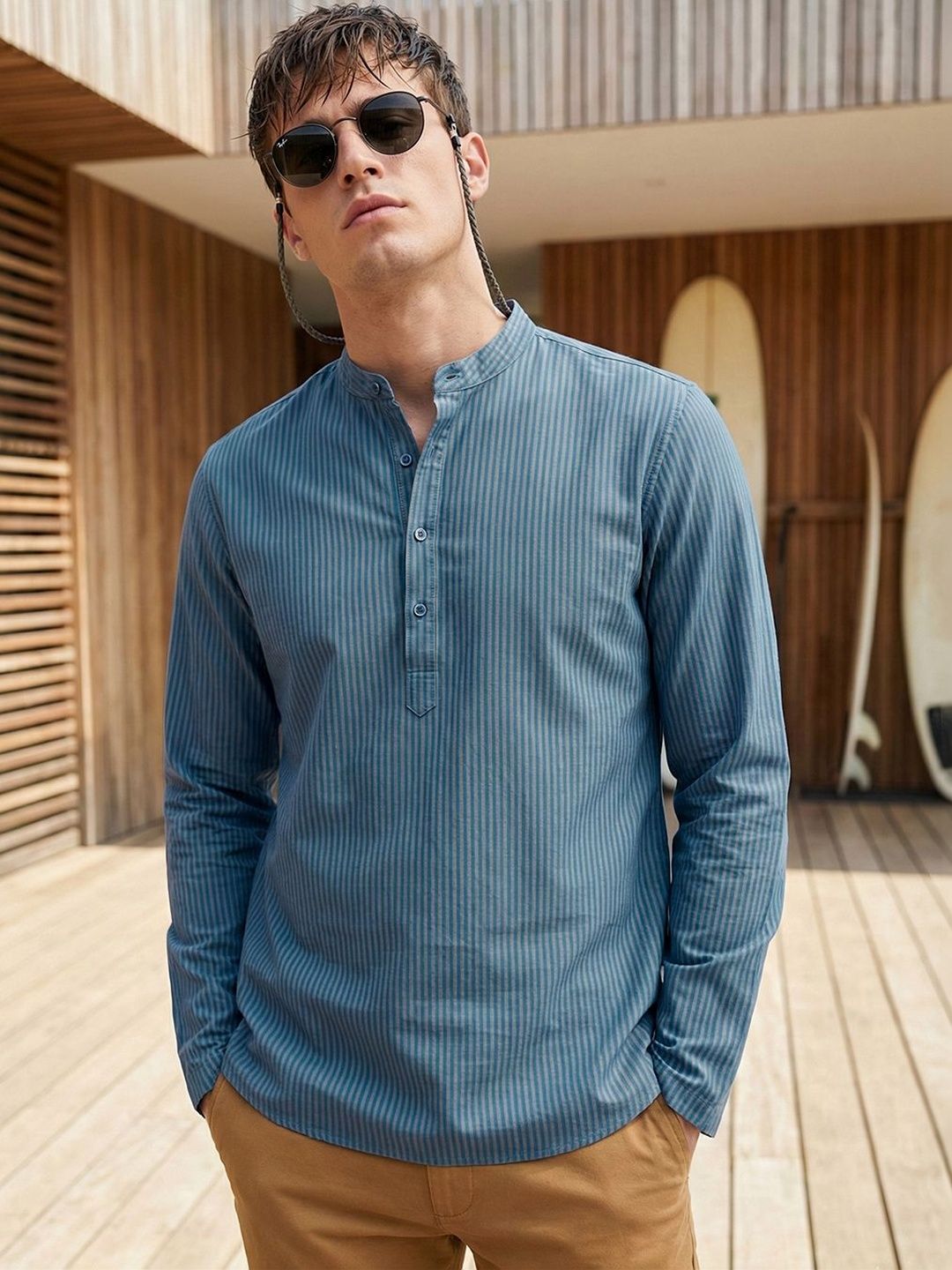 CHHAAP Men Floral Printed Summer Sheers Kurta-picture-21