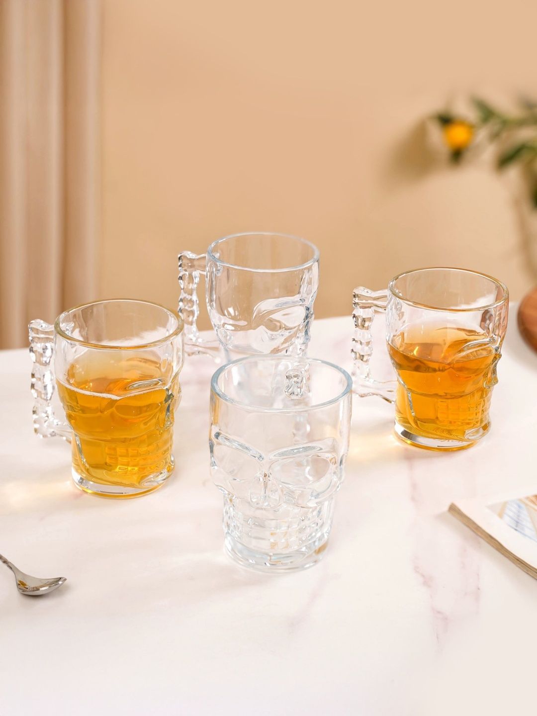 Nestasia Transparent Textured Glass Transparent Mug and Bowl Set of Cups and Mugs-picture-55