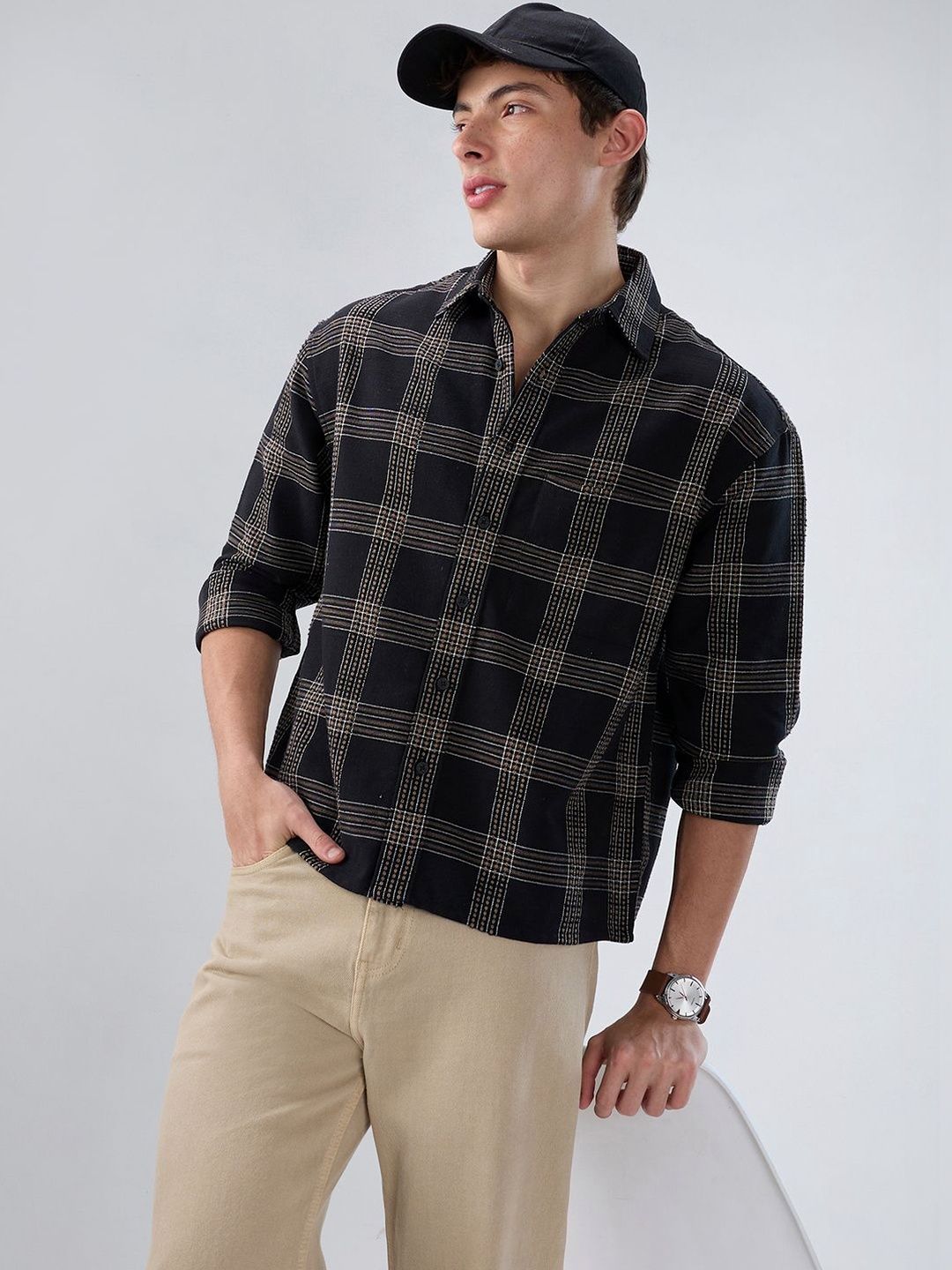 VASTRADO Men Classic Boxy Checked Casual Shirt-picture-37