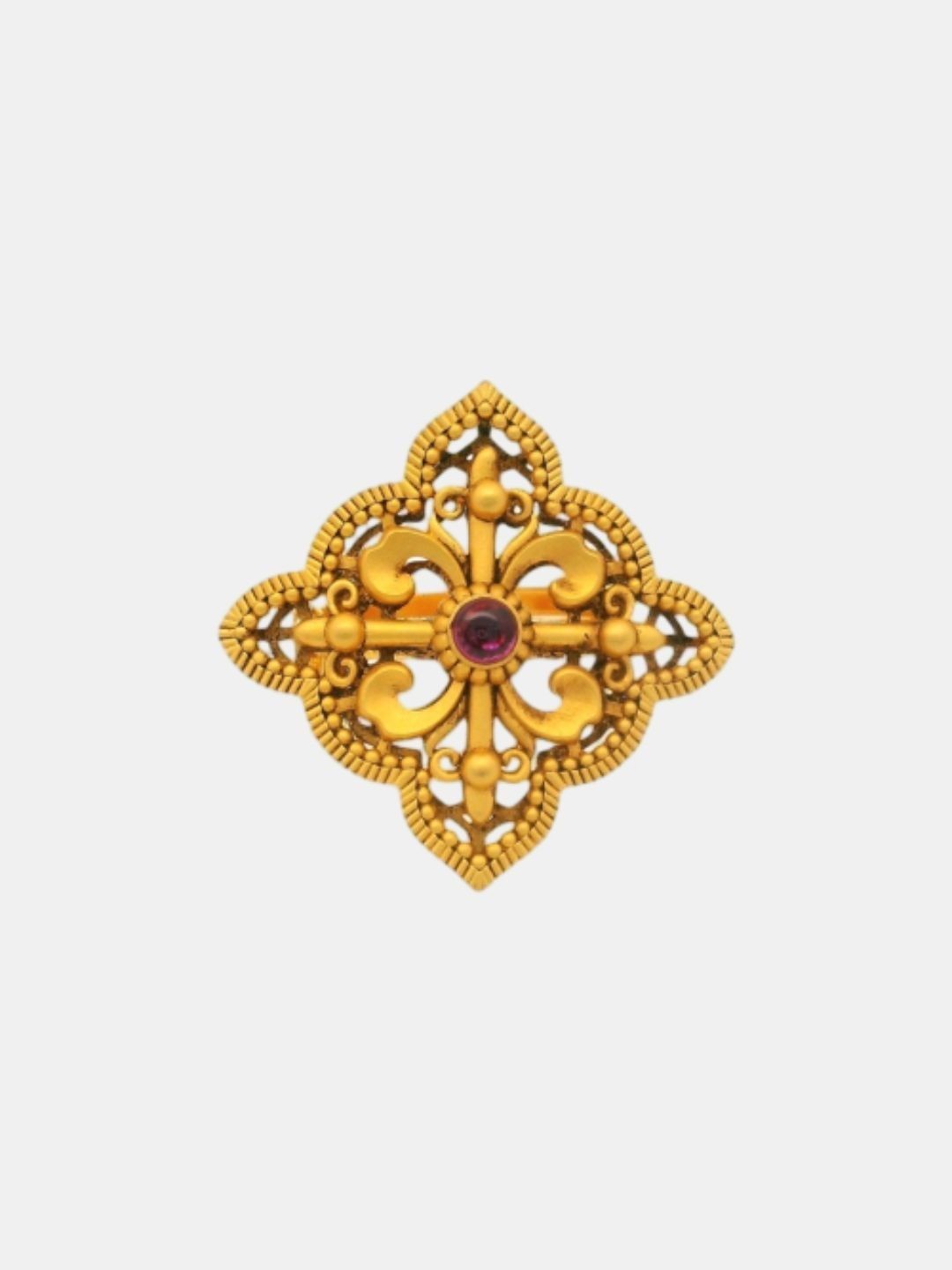 C KRISHNIAH CHETTY JEWELLERS PVT LTD 22 K Gold Gemstone-Studded Filigree Motif Ring-9.9 g-image-29