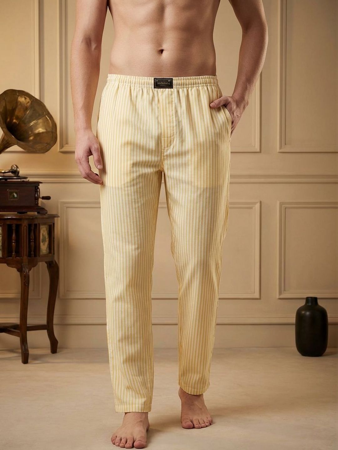 TIGER SNAKE Striped Cotton Mid-Rise Straight-Leg Lounge Pant-picture-26