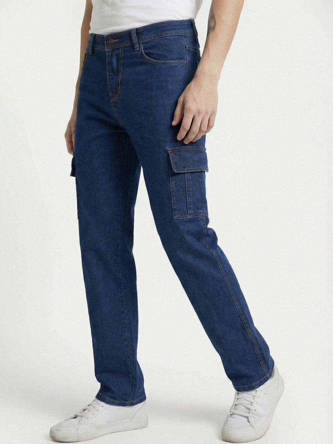glitchez Men Classic Relaxed Fit Mid-Rise Stretchable Jeans-image-23