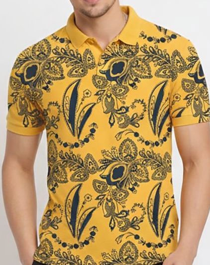 Buy SZN Men Floral Printed Polo Collar T Shirt - Tshirts for Men ...