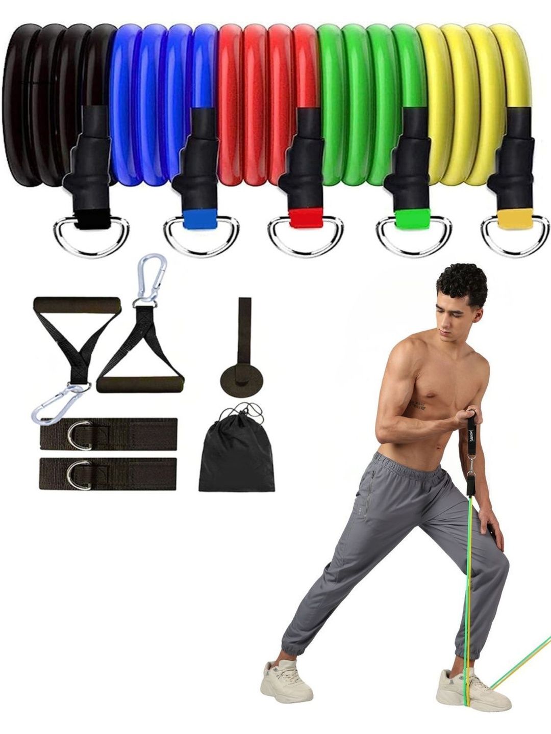 ADRENEX 11-Pcs Resistance Bands With Handles & Accessories-image-38
