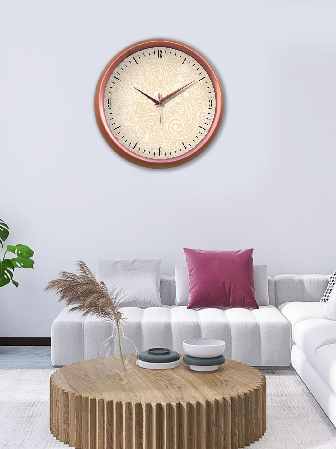 OLIVE TREE Copper-Toned & White Printed Contemporary Wall Clock-image-39