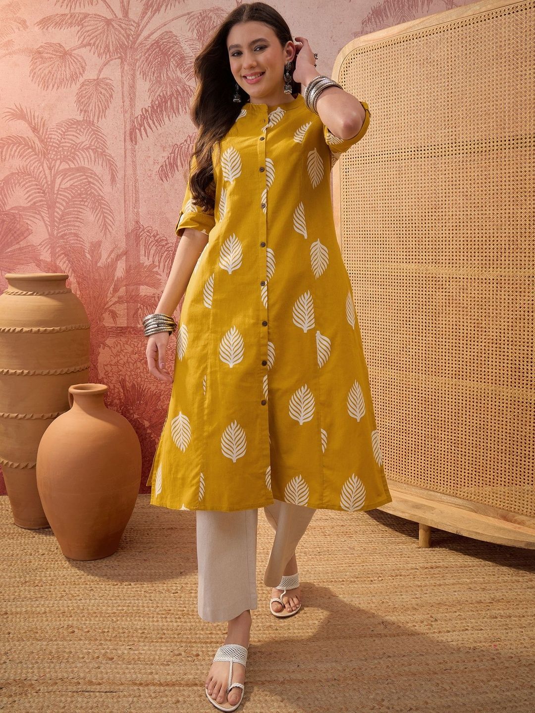 Sangria Floral Printed A-Line Kurta-picture-16