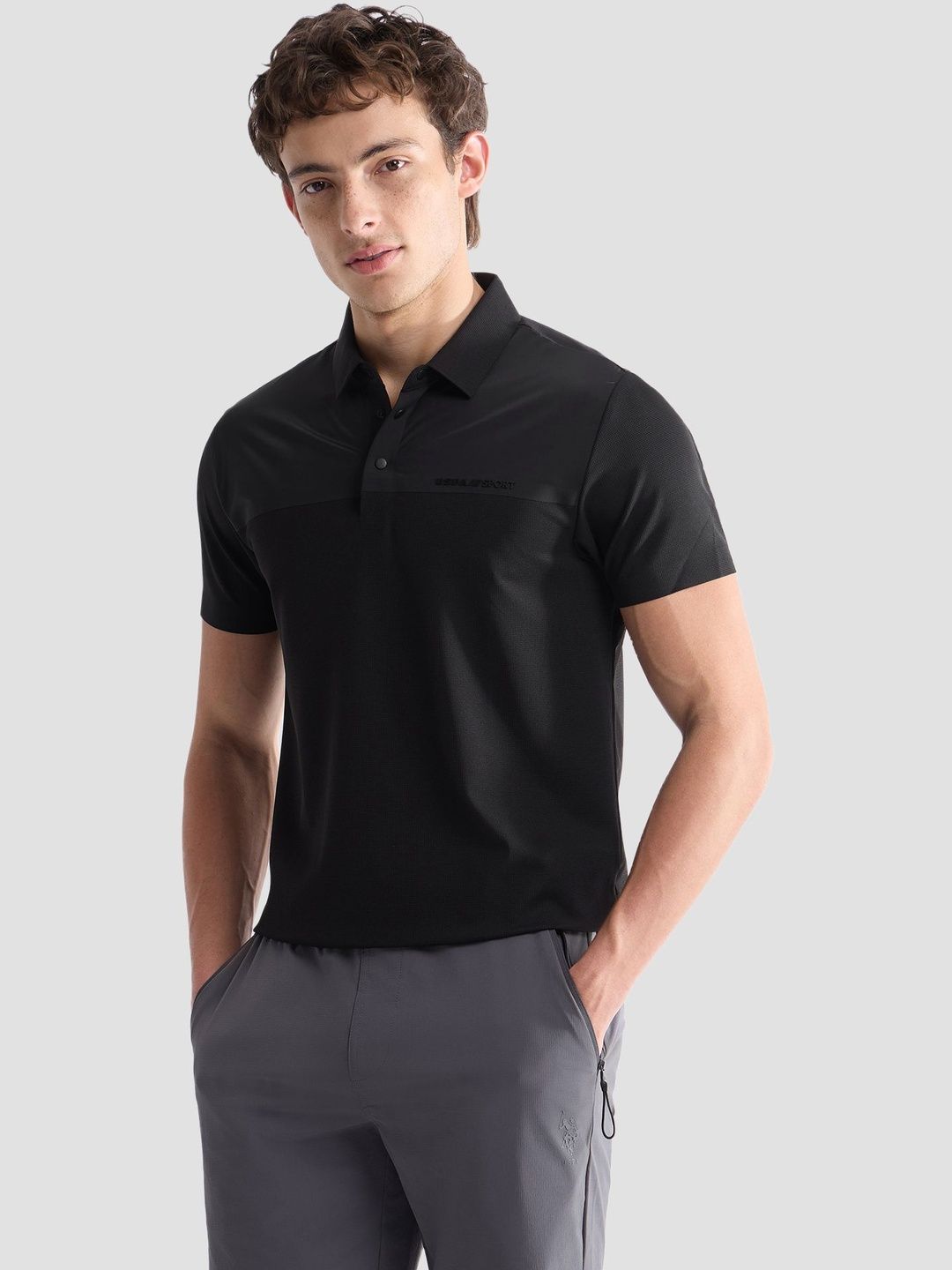 USPA Sport Men Brand Logo Polo Collar Slim Fit T-shirt-picture-23