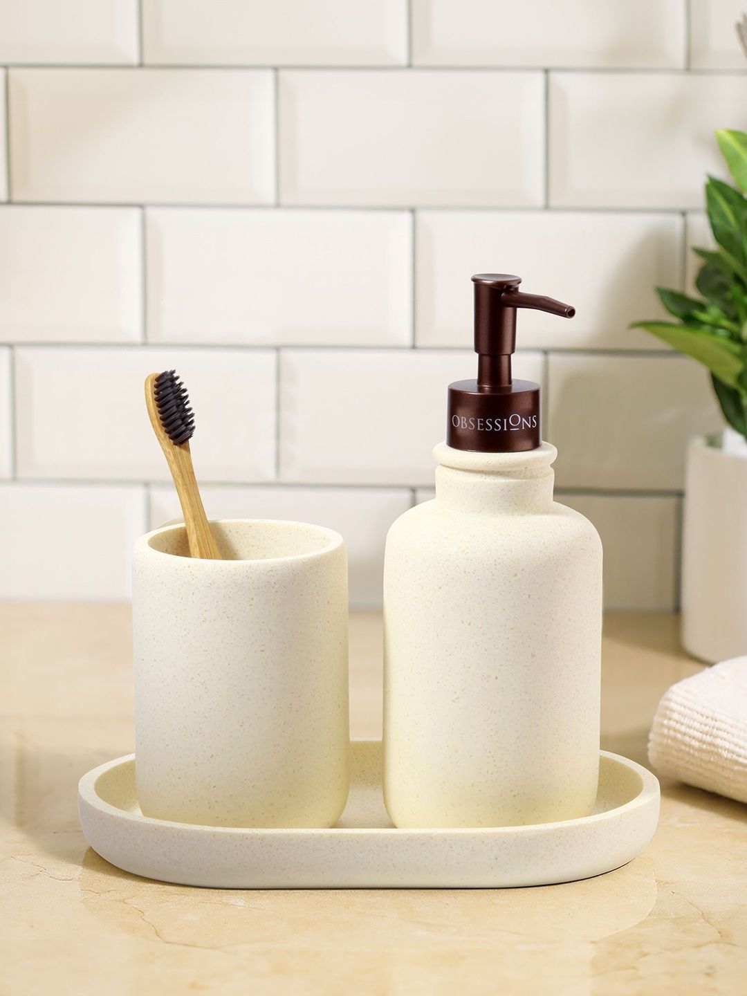 OBSESSIONS Cream Lightweight Compact 3-Pcs Bathroom Accessories-image-34