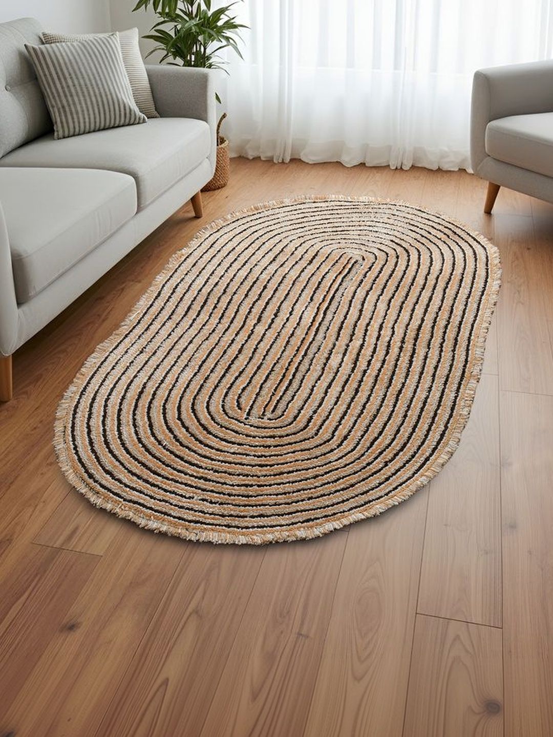 FINE TEX WORLD Beige Abstract Handmade Polyester Carpet-picture-44