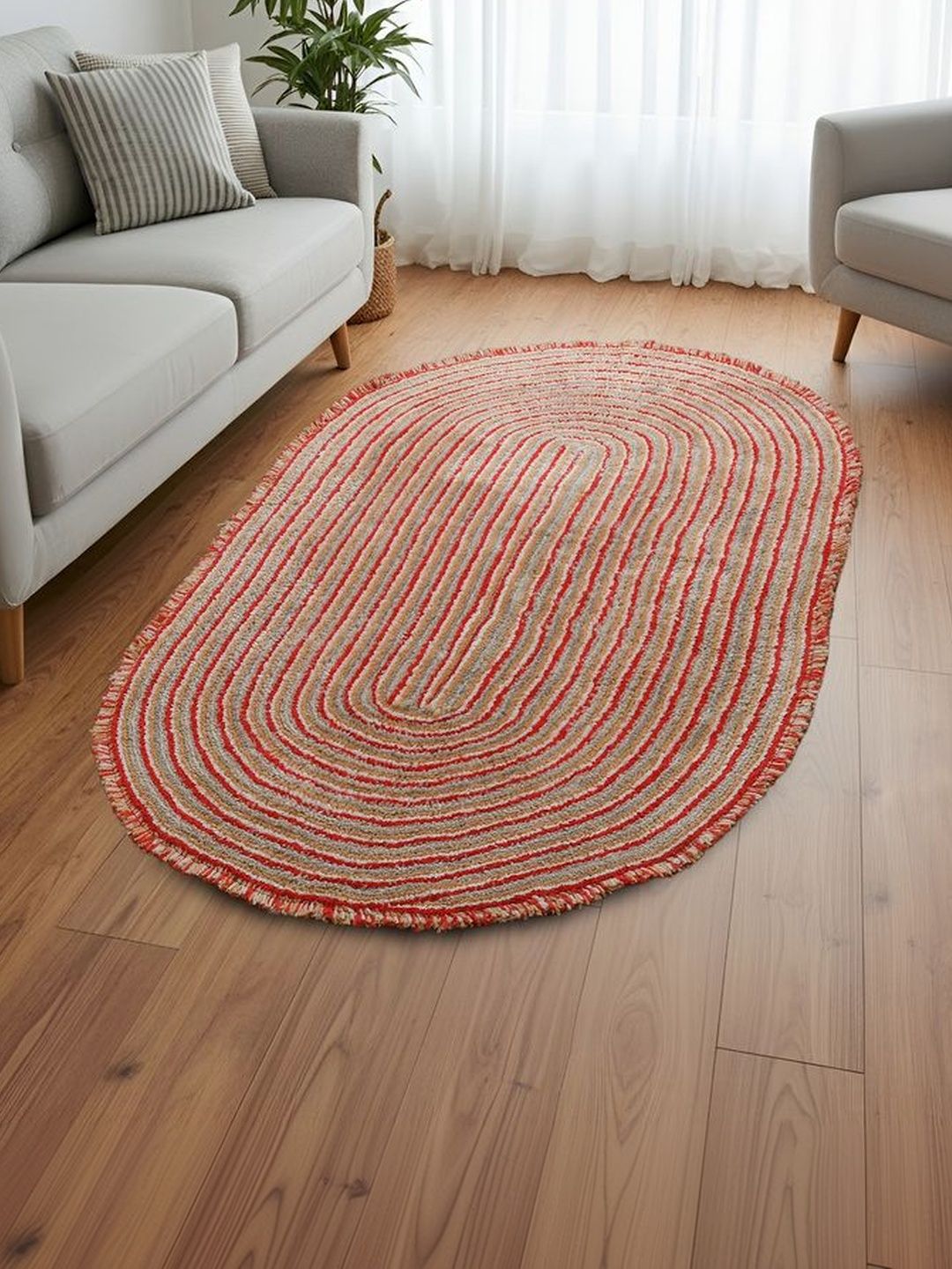 FINE TEX WORLD Red Striped Handmade Polyester Carpet-picture-43