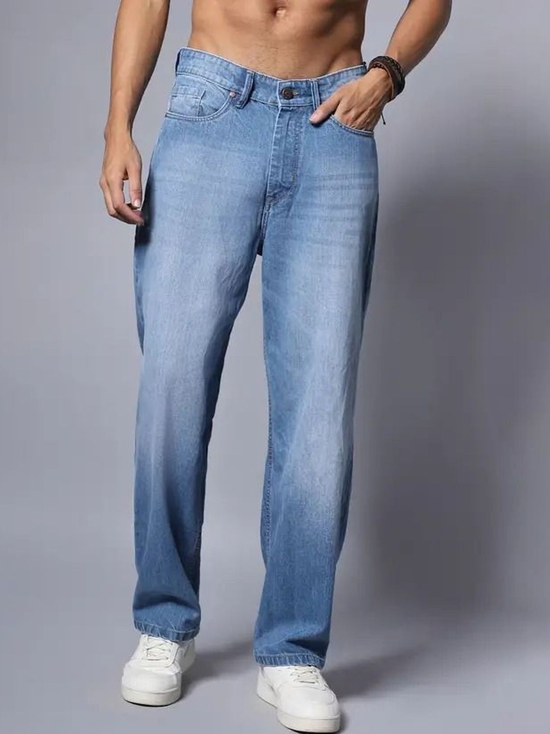 BREXX Men Comfort Relaxed Fit Mid-Rise Light Fade Stretchable Jeans-picture-20